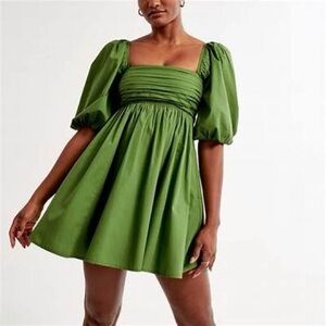 Abercrombie & Fitch Emerson Poplin Puff Sleeve Mini Dress